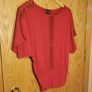 Red Top with Lace & Sequins